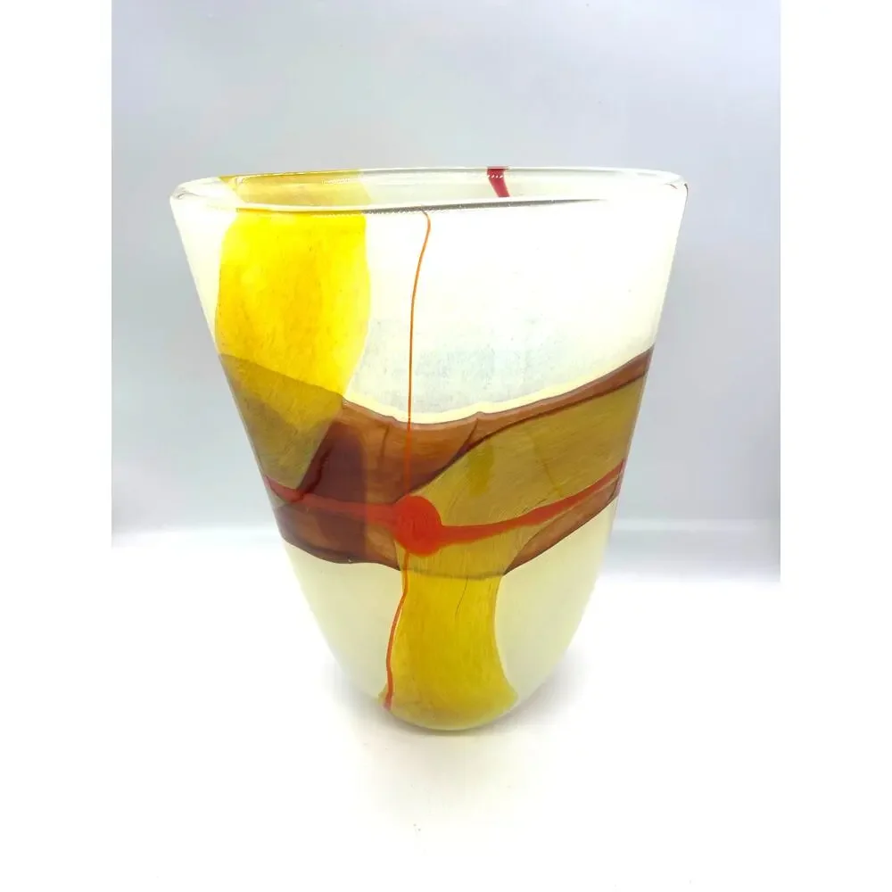 Vilniaus Stiklo Studija Modernist Lithuanian Art Glass Vase 12.5
